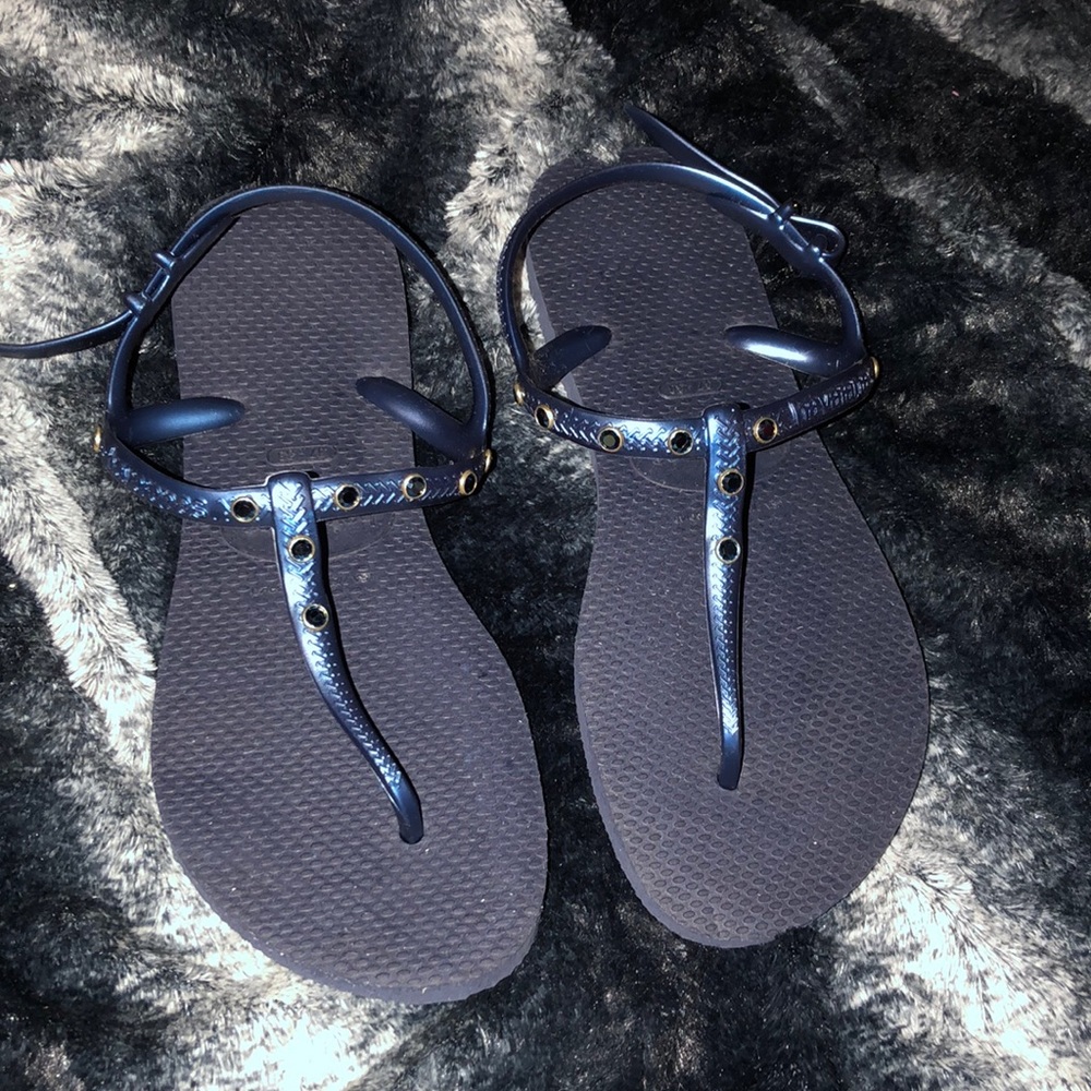 Blue special collection with rhinestone t strap